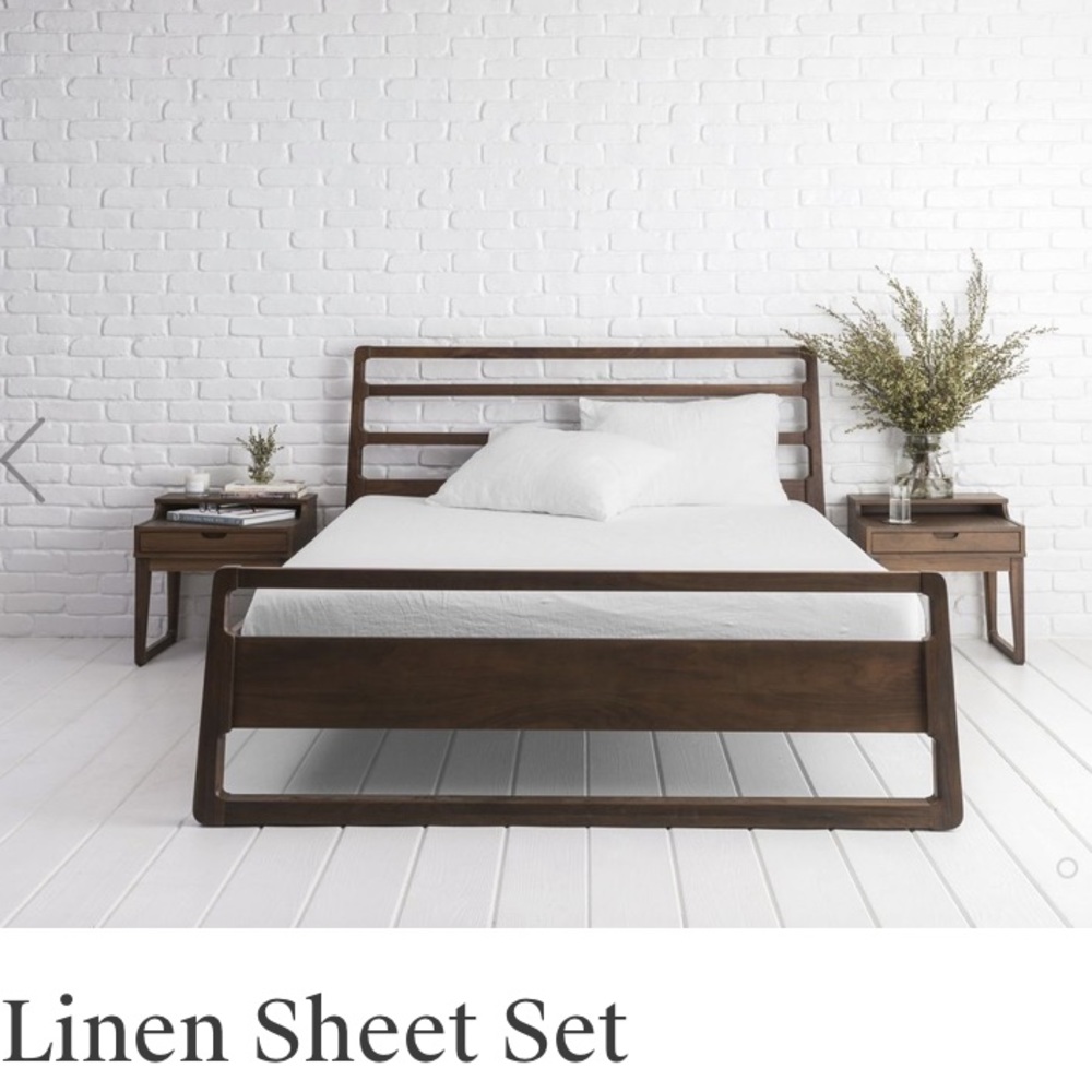 Parachute linen fitted sheet set (white, queen)